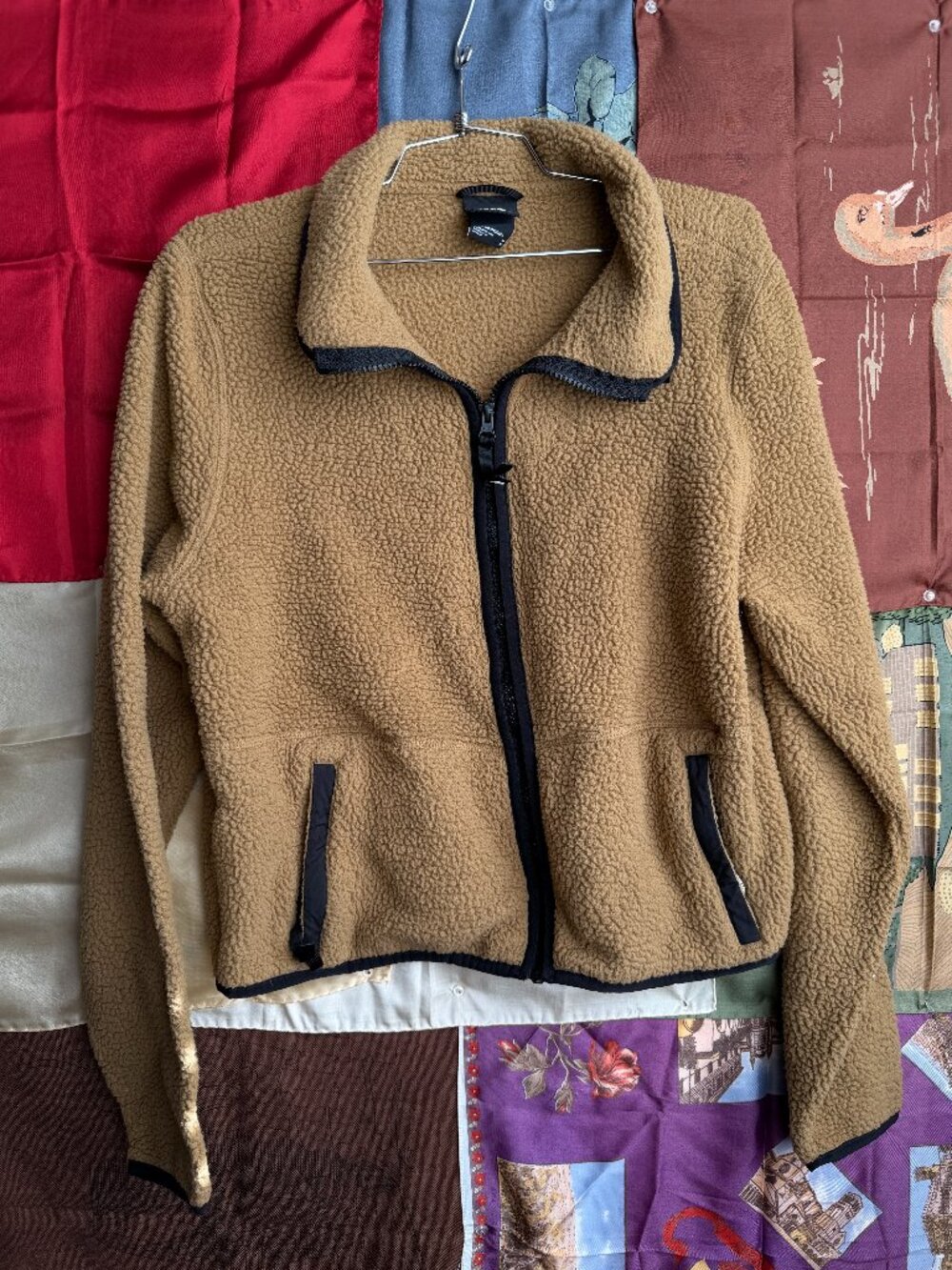 North Face Dunraven Sherpa Full Zip Jacket Tan Medium